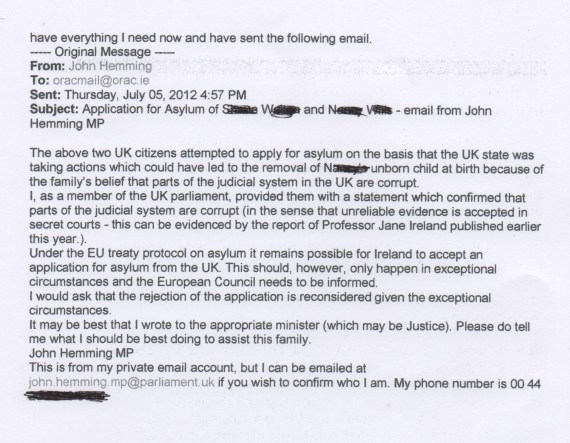 Hemming appeal email