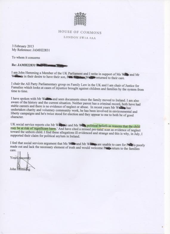 Hemming support letter